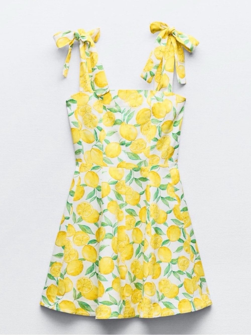 Zara Linen Blend Lemon Print Dress